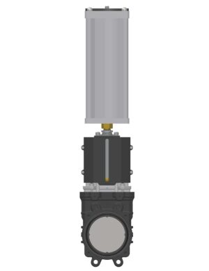 <b>art. 0105/0580-0585 -</b> Cast-iron gate valve with stainless steel knife without discharge with cylinder item 0580-0585 ANSI150