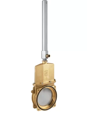 <b>art. 0081/0500-0501 -</b> Knife gate valve with discharge 45° to the left with cylinder item 0500-0501