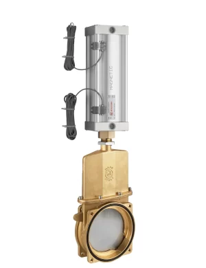 <b>art. 0081/0571-0576 -</b> Knife gate valve with discharge 45° to the right with cylinder item 0571-0576
