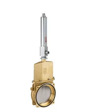 <b>art. 0082/0550 -</b> Knife gate valve with discharge 45° to the left with cylinder item 0550