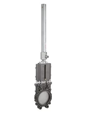 <b>art. 0090/0500-0501 -</b> Cast-iron gate valve with stainless steel knife with discharge with cylinder item 0500-501 DIN PN10