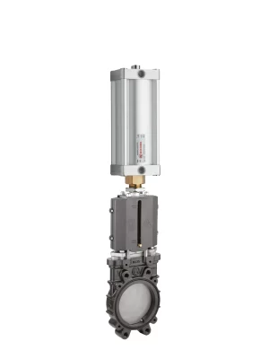 <b>art. 0095/0572-0577 -</b> Cast-iron gate valve with stainless steel knife with discharge with cylinder item 0572-0577 ANSI150