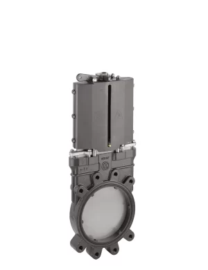 <b>art. 0100-10-SMO -</b> Cast-iron gate valve with stainless steel knife without discharge without stem DIN PN10