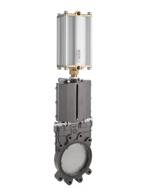 <b>art. 0105-10/0575 -</b> Cast-iron gate valve with stainless steel knife without discharge with cylinder item 0575 ANSI150