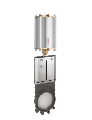 <b>art. 0105-12/0575 -</b> Cast-iron gate valve with stainless steel knife without discharge with cylinder item 0575 ANSI150