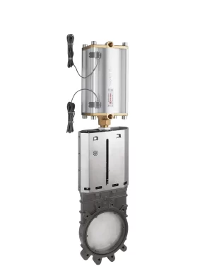 <b>art. 0105-12/0576 -</b> Cast-iron gate valve with stainless steel knife without discharge with cylinder item 0576 ANSI150
