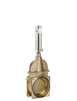 ITA. Saracinesca a stantuffo a 2 flange con cilindro art. 0505 oleopneumatico a gas | ENG. Stem gate valve with 2 flanges with cylinder item 0505