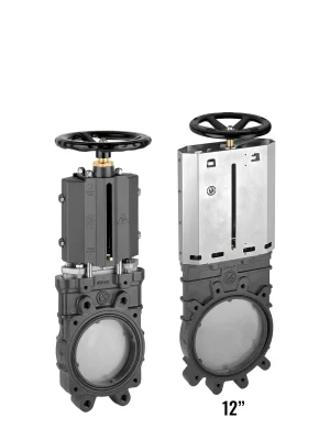 <b>art. 0102 -</b> Cast-iron gate valve with stainless steel knife without discharge with handwheel DIN PN10