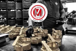 Brass gate valves with an integrated body‑heating system, designed for use on slurry transport tanks.